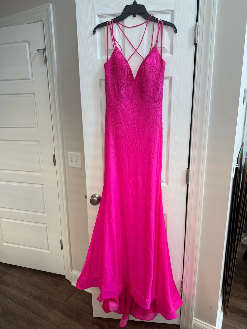 NWT Hot Pink Strappy Evening Gown